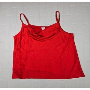Ava & Viv Red Satin Cowl Neck Cami 3X